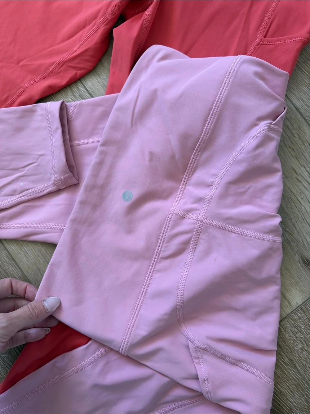 CRZ YOGA Girls' Pink and Coral Active Leggings with Side Pockets - Picture 4 of 7